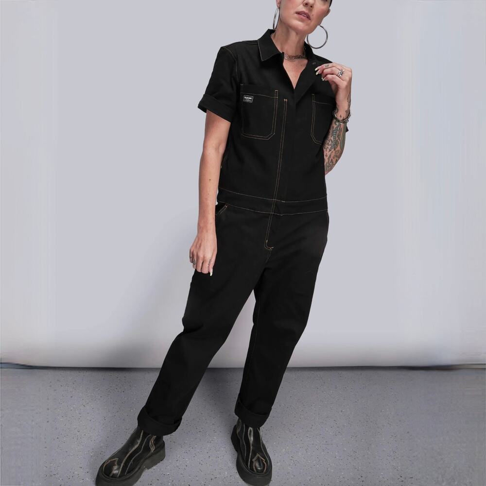 WILDFANG The Essential Short-Sleeve Coverall - Black - Size XS
